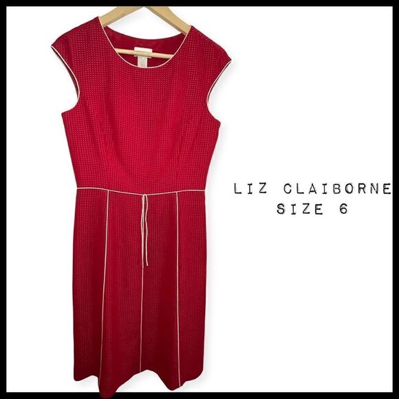 Liz Claiborne Micro Polka Dot Red Sleeveless Dress - Picture 1 of 10